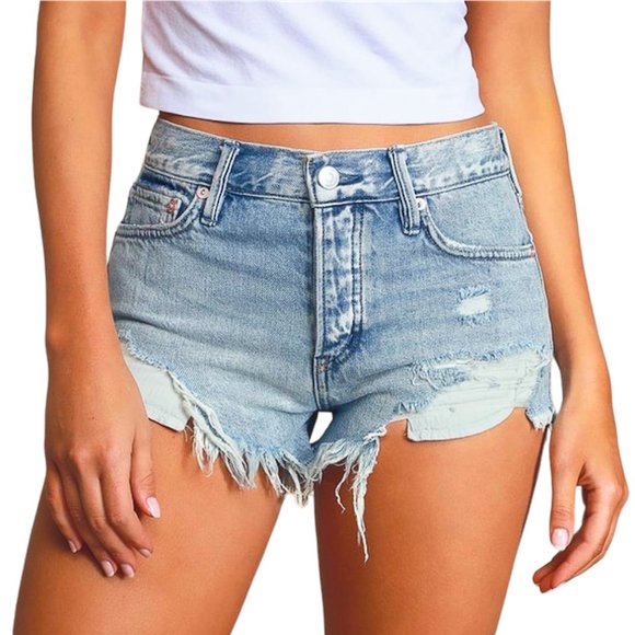 Free People Pants - Free People We The Free Loving Good Vibrations Cutoff Shorts Distressed Size 27